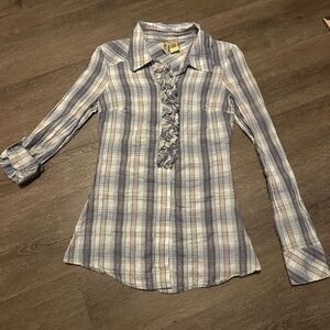 Buckle BKE Shirt Womens Large Long Sleeve Button Up Gray Plaid Size XS